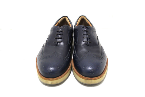 Salvatore Ferrgamo Men's Blue Calf Leather Wingtip Brogue Shoes size 8.5