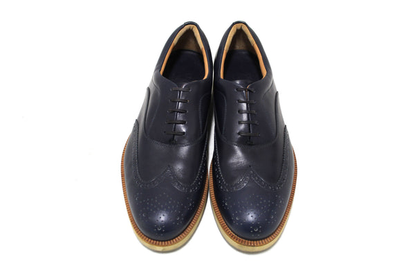 Salvatore Ferrgamo Men's Blue Calf Leather Wingtip Brogue Shoes size 8.5