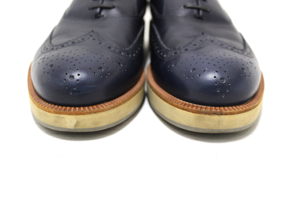 Salvatore Ferrgamo Men's Blue Calf Leather Wingtip Brogue Shoes size 8.5