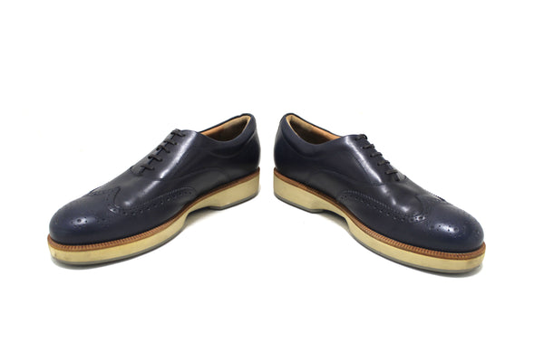 Salvatore Ferrgamo Men's Blue Calf Leather Wingtip Brogue Shoes size 8.5