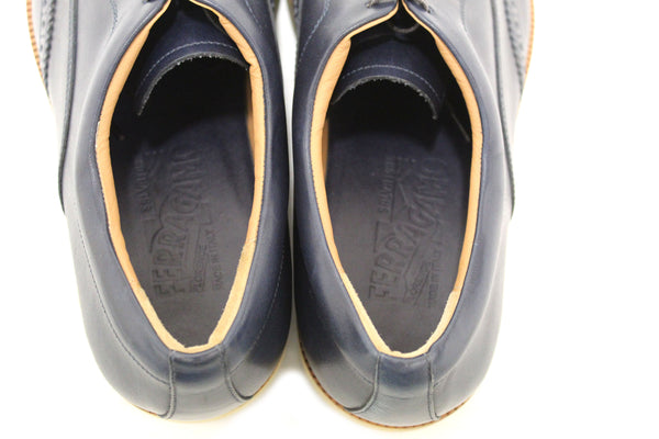 Salvatore Ferrgamo Men's Blue Calf Leather Wingtip Brogue Shoes size 8.5