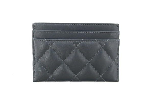 Chanel Blue Quilted Lambskin Leather Card Holder