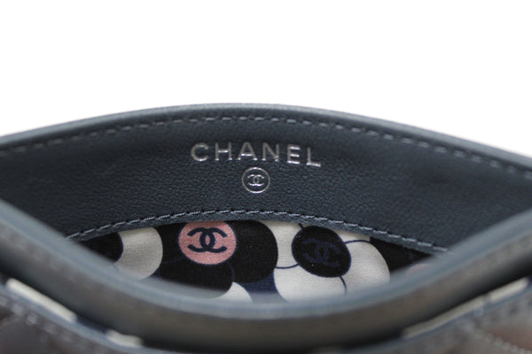 Chanel Blue Quilted Lambskin Leather Card Holder
