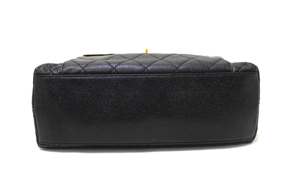 Chanel Vintage Black Quilted Caviar Front Pocket Shoulder Bag