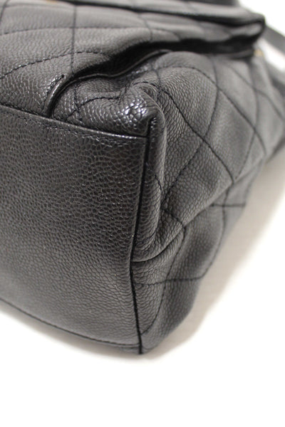 Chanel Vintage Black Quilted Caviar Front Pocket Shoulder Bag