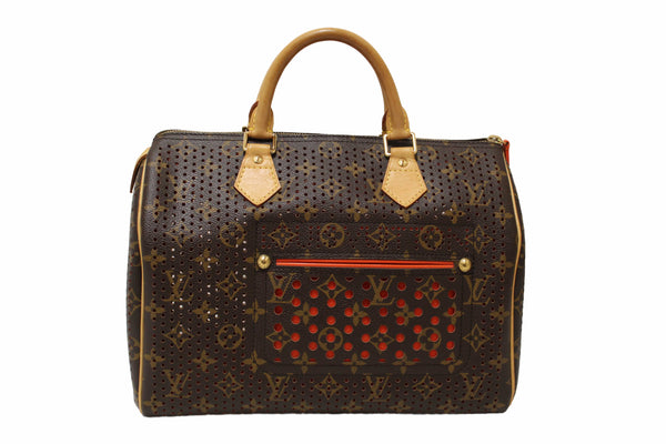 Louis Vuitton Limited Edition Orange Monogram Perforated Speedy 30 Handbag