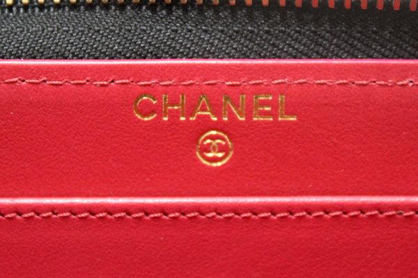 Chanel 19 Black Quilted Lambskin Leather Long Zip Around Wallet