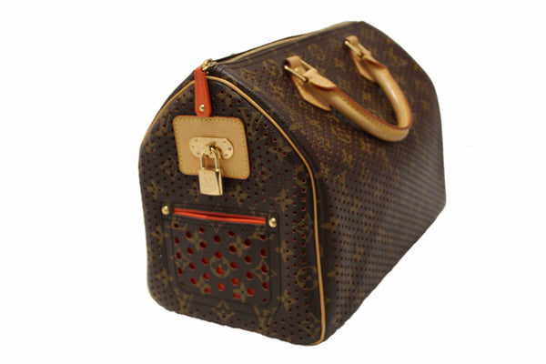 Louis Vuitton Limited Edition Orange Monogram Perforated Speedy 30 Handbag