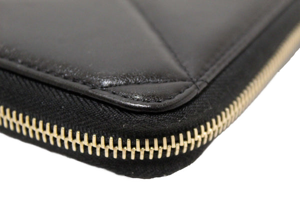 Chanel 19 Black Quilted Lambskin Leather Long Zip Around Wallet