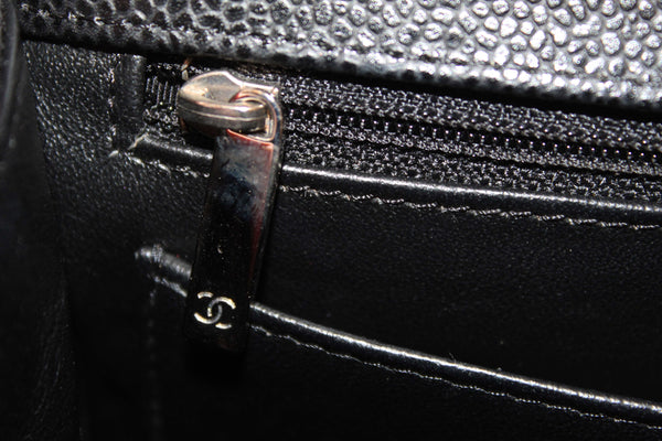 Chanel Classic Black Single Flap Caviar Leather Maxi Chain Shoulder Bag