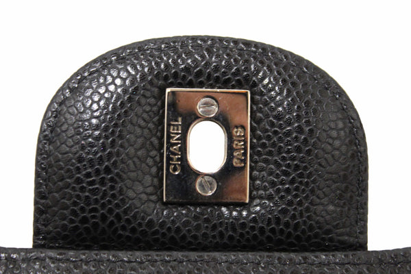 Chanel Classic Black Single Flap Caviar Leather Maxi Chain Shoulder Bag