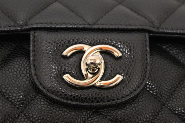 Chanel Classic Black Single Flap Caviar Leather Maxi Chain Shoulder Bag