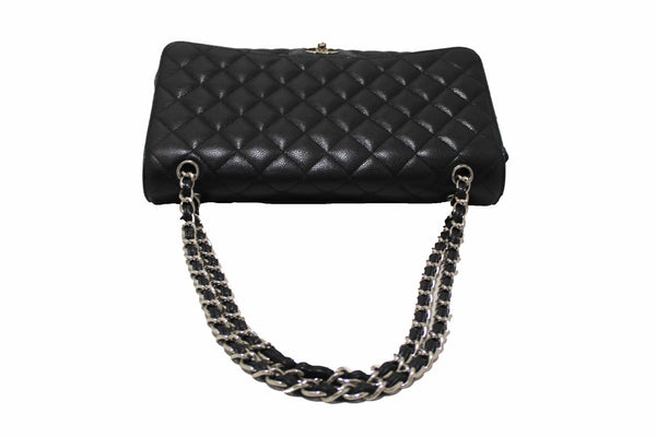Chanel Classic Black Single Flap Caviar Leather Maxi Chain Shoulder Bag