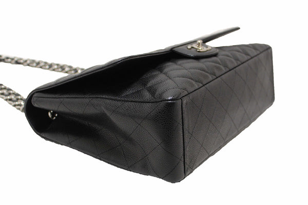 Chanel Classic Black Single Flap Caviar Leather Maxi Chain Shoulder Bag