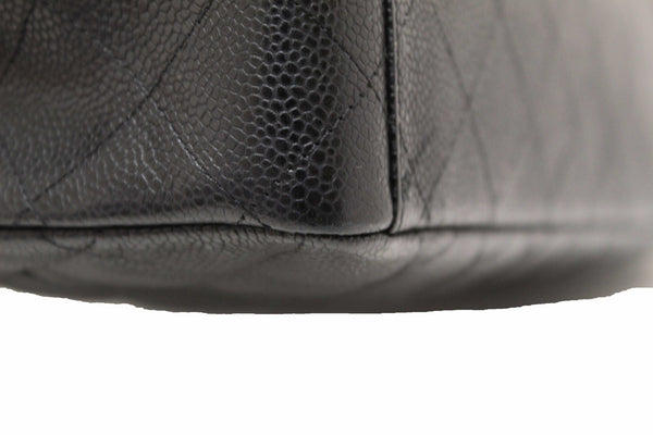 Chanel Classic Black Single Flap Caviar Leather Maxi Chain Shoulder Bag