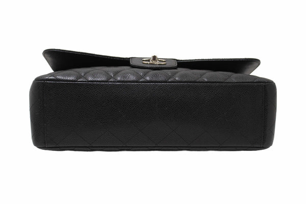 Chanel Classic Black Single Flap Caviar Leather Maxi Chain Shoulder Bag