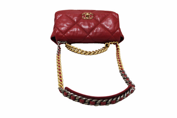 Chanel Red Quilted Lambskin Leather Chanel 19 Large Flap Shoulder Bag
