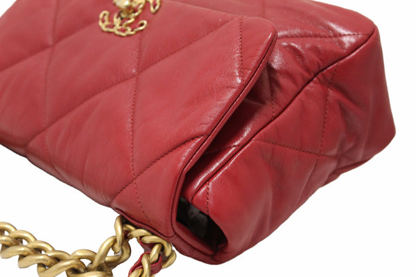 Chanel Red Quilted Lambskin Leather Chanel 19 Large Flap Shoulder Bag
