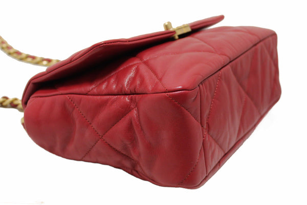 Chanel Red Quilted Lambskin Leather Chanel 19 Large Flap Shoulder Bag