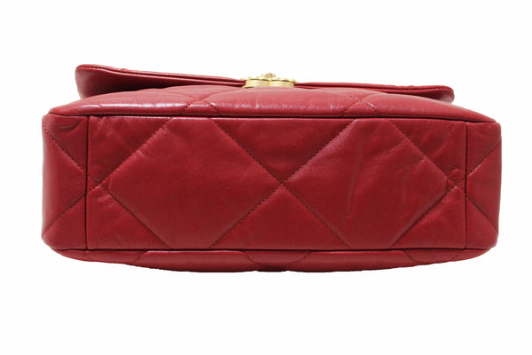 Chanel Red Quilted Lambskin Leather Chanel 19 Large Flap Shoulder Bag