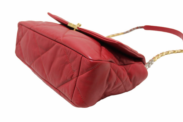 Chanel Red Quilted Lambskin Leather Chanel 19 Large Flap Shoulder Bag