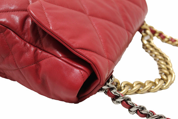 Chanel Red Quilted Lambskin Leather Chanel 19 Large Flap Shoulder Bag