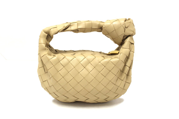 Bottega Veneta Beige Lambskin Leather Mini Jodie Handbag