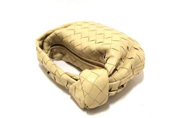 Bottega Veneta Beige Lambskin Leather Mini Jodie Handbag