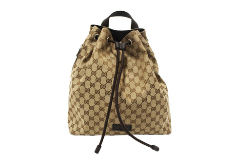 Gucci Beige GG Canvas Drawstring Medium Backpack 449175