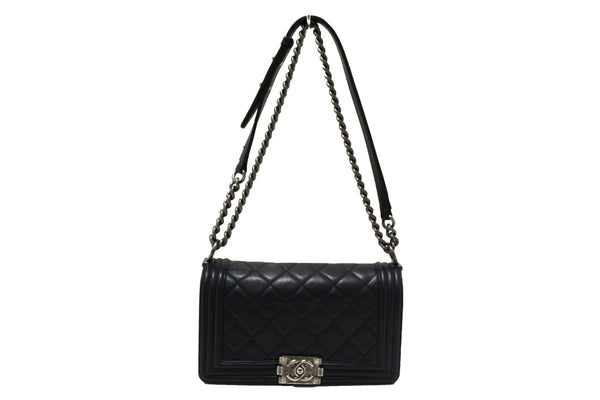 Chanel Black Quilted Calfskin Old Medium Boy Shoulder Bag