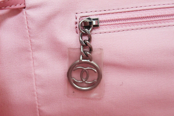 Chanel Pink Pinstripe Canvas Medium Deauville Shopping Tote