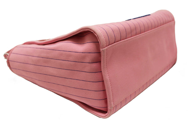 Chanel Pink Pinstripe Canvas Medium Deauville Shopping Tote