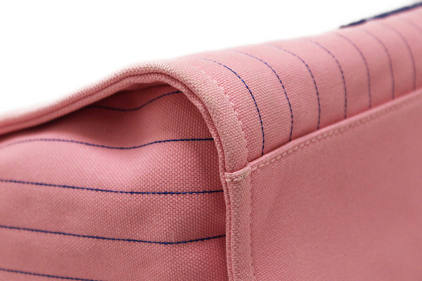 Chanel Pink Pinstripe Canvas Medium Deauville Shopping Tote