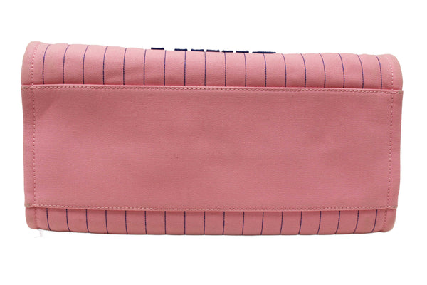 Chanel Pink Pinstripe Canvas Medium Deauville Shopping Tote