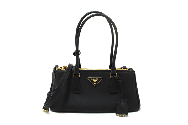 Prada Black Leather Medium Galleria Shoulder and Crossbody Bag