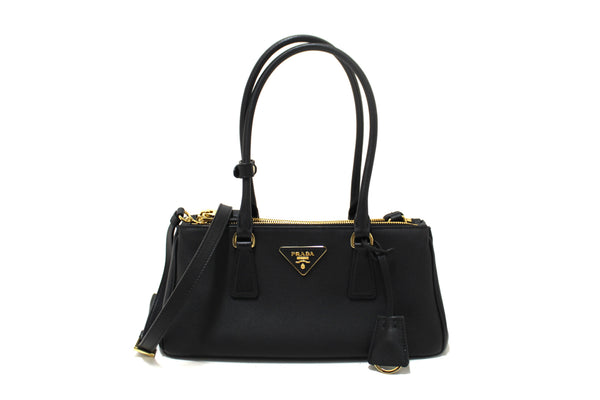 Prada Black Leather Medium Galleria Shoulder and Crossbody Bag