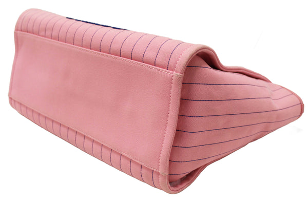 Chanel Pink Pinstripe Canvas Medium Deauville Shopping Tote