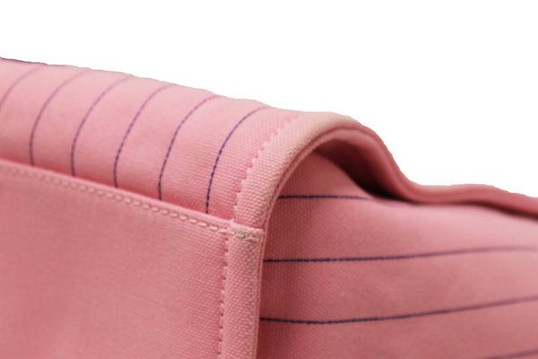 Chanel Pink Pinstripe Canvas Medium Deauville Shopping Tote