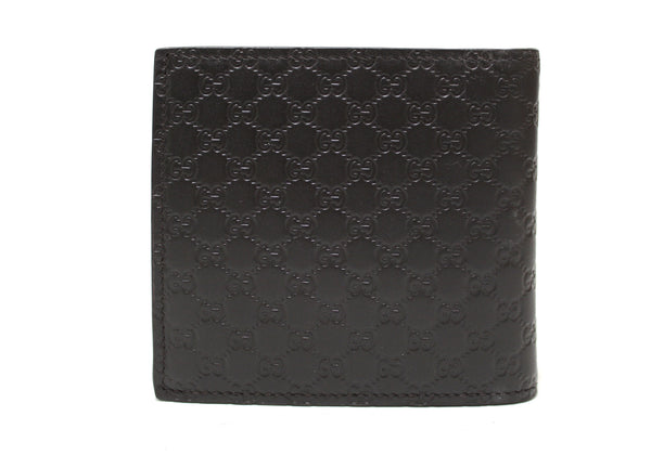 New Gucci Dark Brown Microguccissima Leather Square Bi-fold Men's Wallet 150413