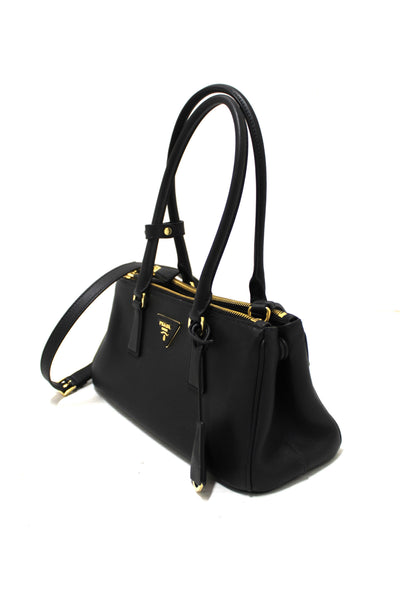 Prada Black Leather Medium Galleria Shoulder and Crossbody Bag