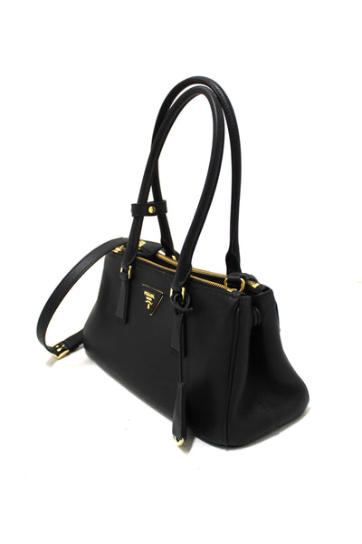 Prada Black Leather Medium Galleria Shoulder and Crossbody Bag