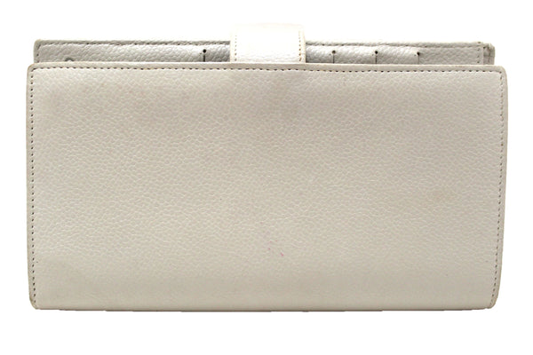 Chanel Vintage White Caviar CC Leather Classic Long Wallet