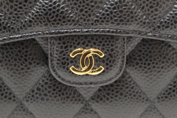 Chanel Black Quilted Caviar Leather Classic Small Flap Wallet