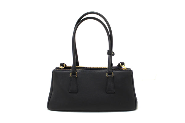Prada Black Leather Medium Galleria Shoulder and Crossbody Bag