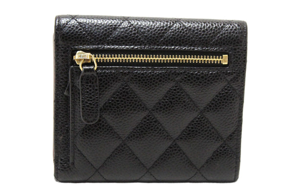 Chanel Black Quilted Caviar Leather Classic Small Flap Wallet