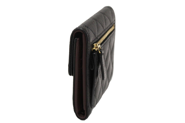 Chanel Black Quilted Caviar Leather Classic Small Flap Wallet