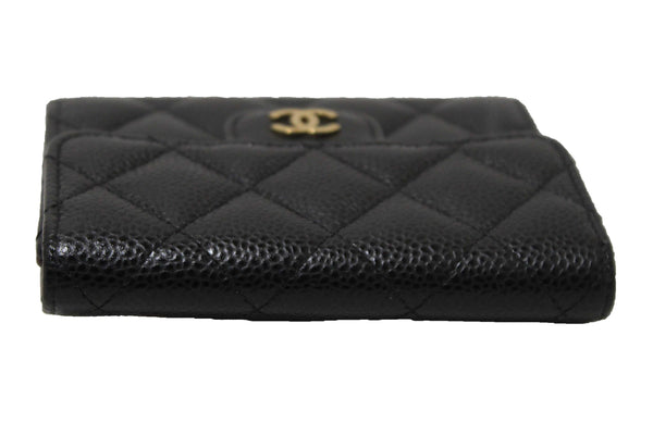 Chanel Black Quilted Caviar Leather Classic Small Flap Wallet