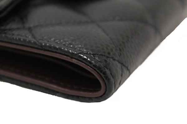Chanel Black Quilted Caviar Leather Classic Small Flap Wallet
