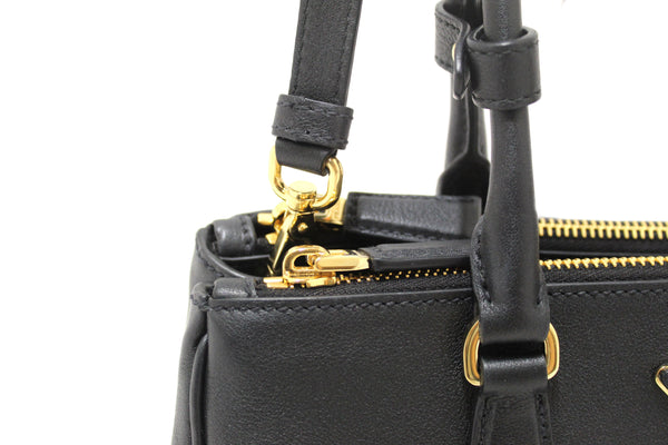 Prada Black Leather Medium Galleria Shoulder and Crossbody Bag