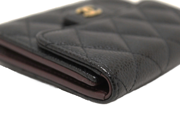 Chanel Black Quilted Caviar Leather Classic Small Flap Wallet